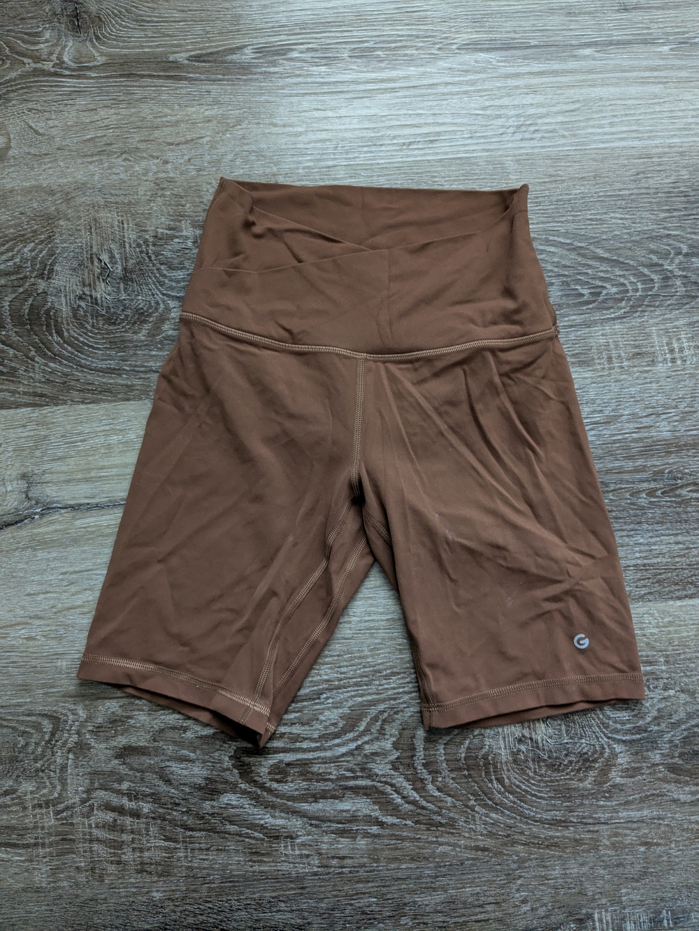 High-Waist Brown Women's Bike Shorts with Wide Waistband